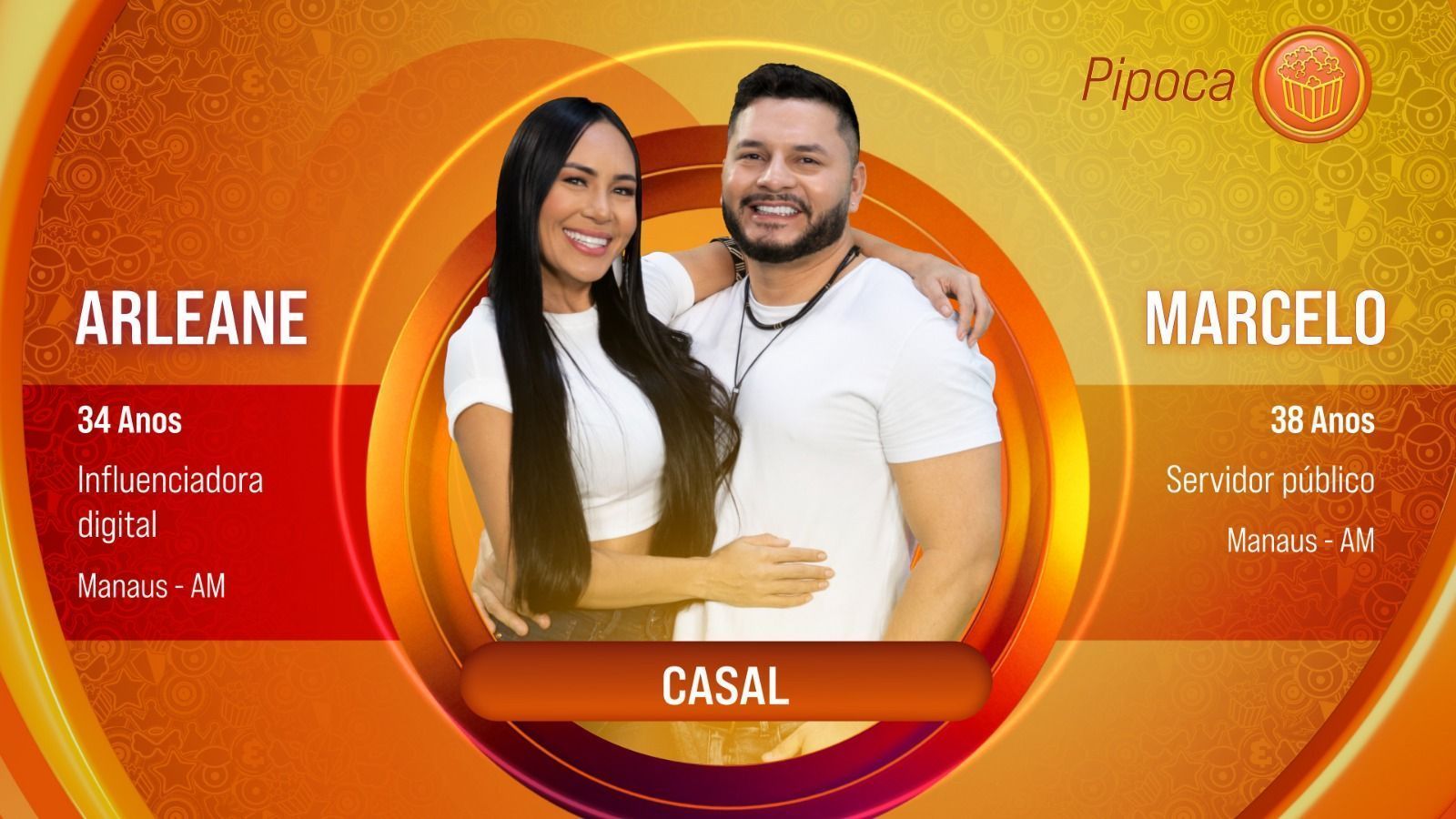 BBB25: Marcelo e Arleane, que são casados, são anunciados no grupo Pipoca