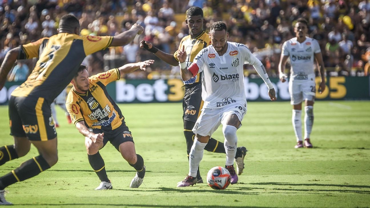 Com Neymar ‘discreto’ em 1° jogo como titular, Santos empata com Novorizontino