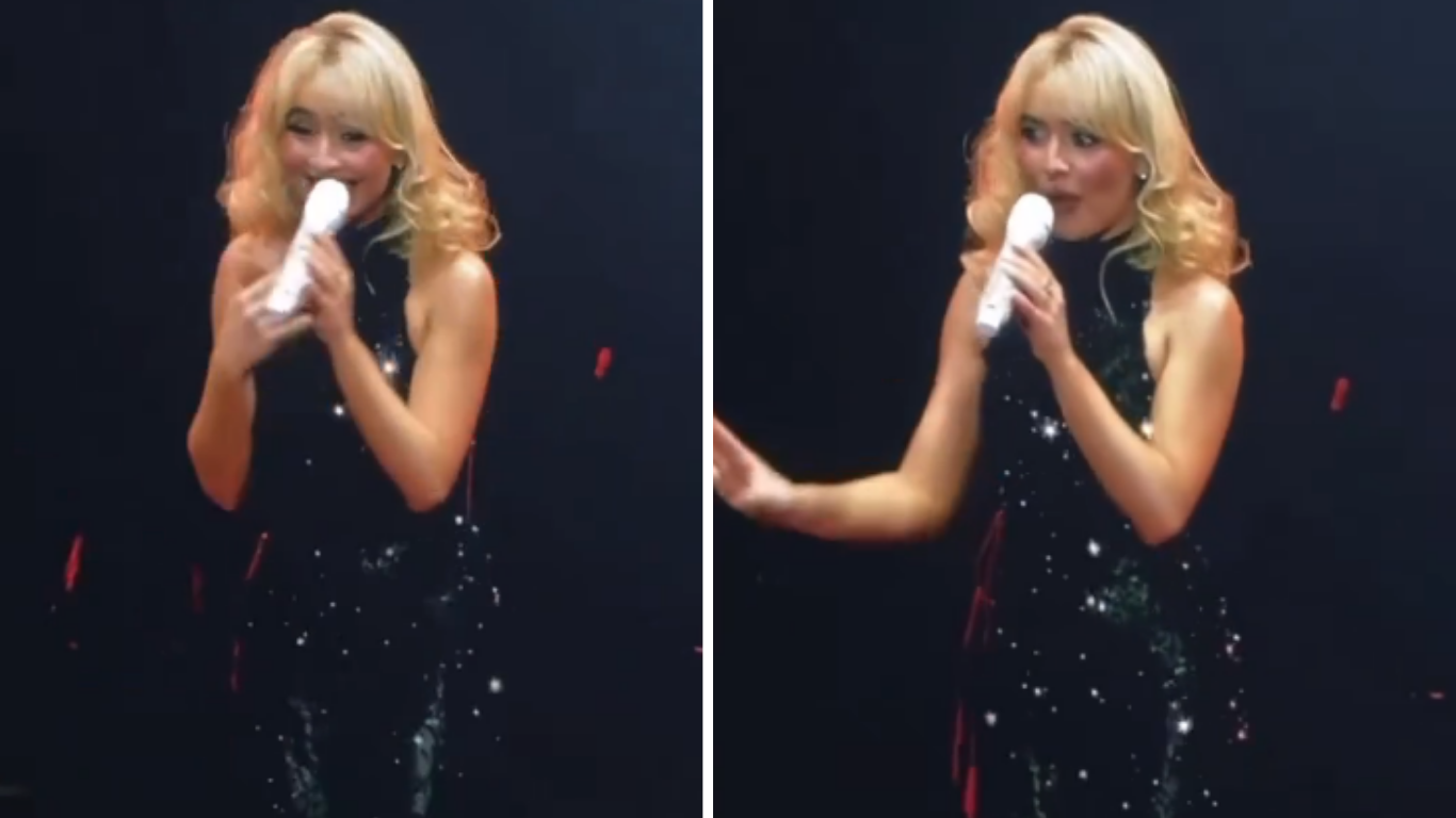 Sabrina Carpenter interage com fã brasileira durante show em Manchester