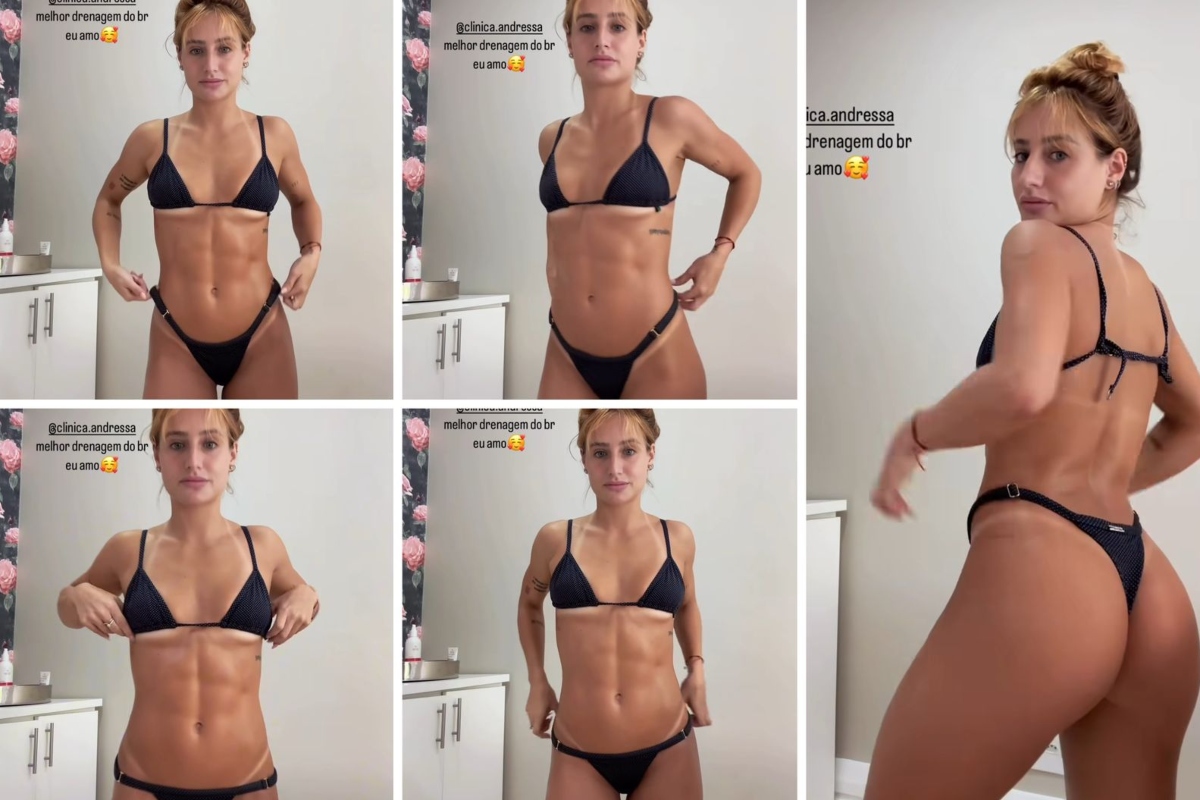 Bruna Griphao exibe abdômen trincado após drenagem