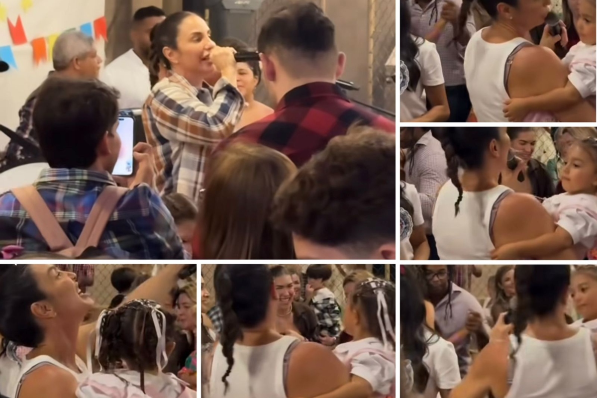 Ivete Sangalo canta em festa junina e mima a filha de Léo Santana