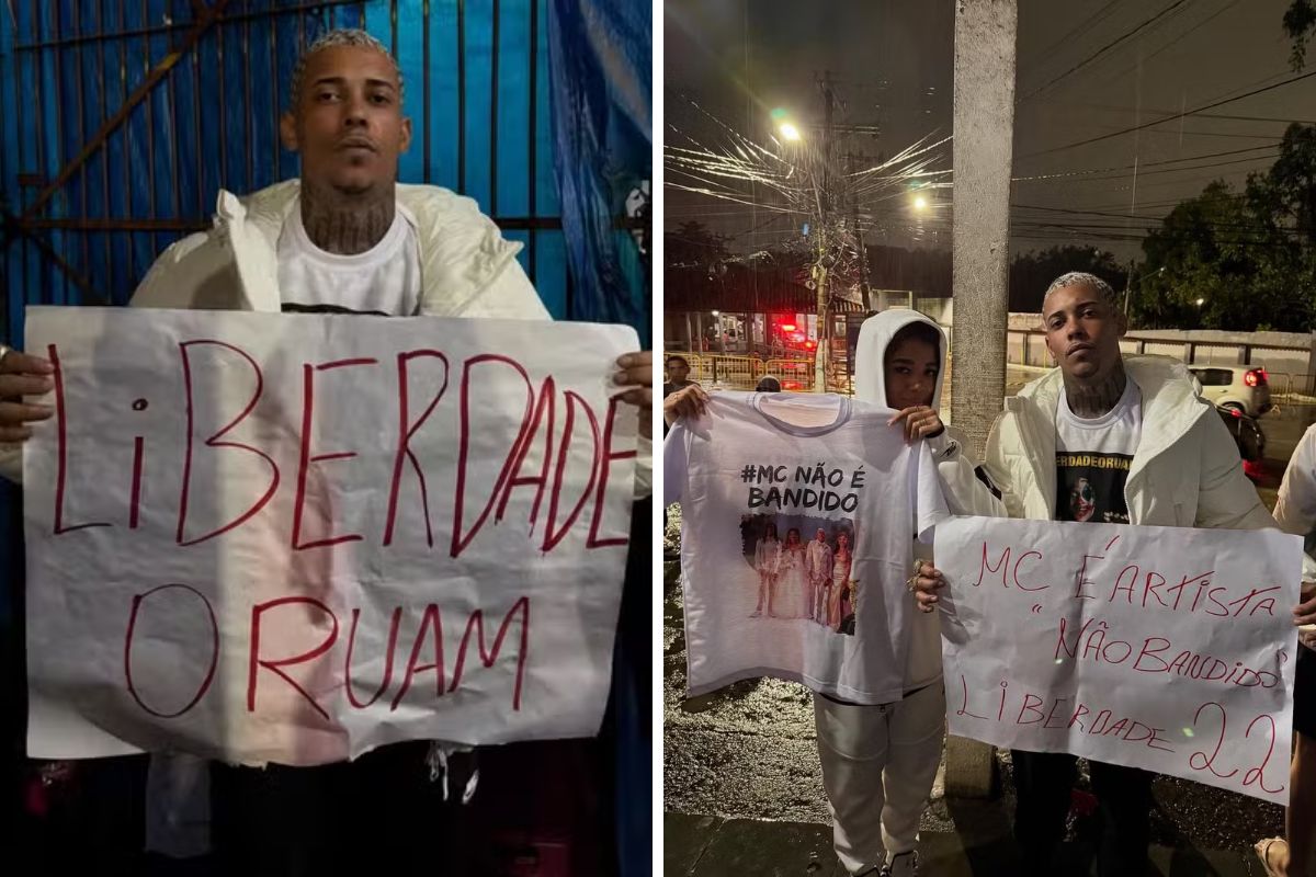 MC Poze protesta por liberdade de Oruam em frente ao presídio
