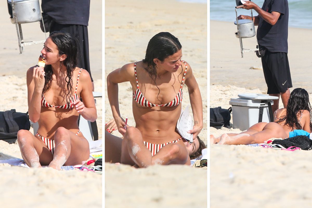 Bruna Marquezine curte praia de São Conrado
