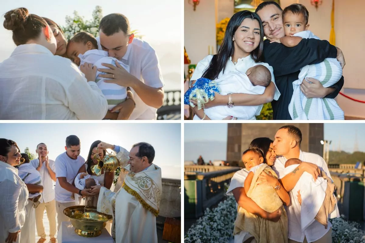 João Gomes e Ary Mirelle celebram o batizado dos filhos