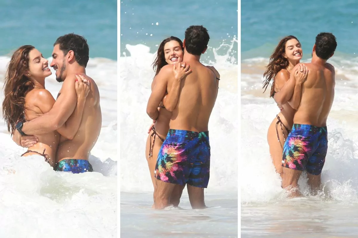 Giovanna Lancellotti namora o maridão no mar