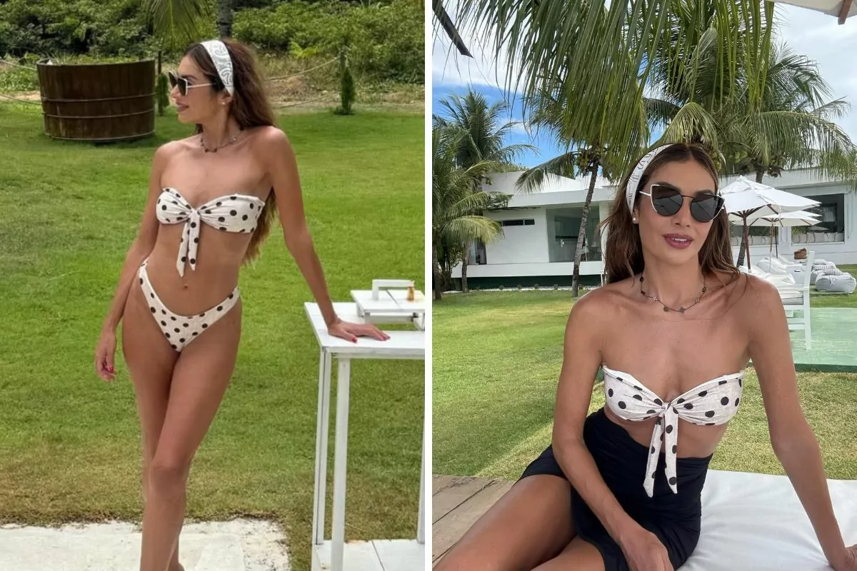 Patrícia Poeta para a web ao surgir de biquíni vintage