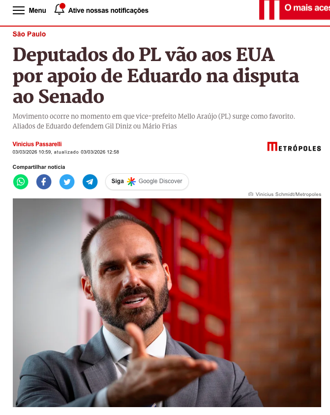 Deputados do PL viajam aos EUA para buscar Apoio de Eduardo Bolsonaro