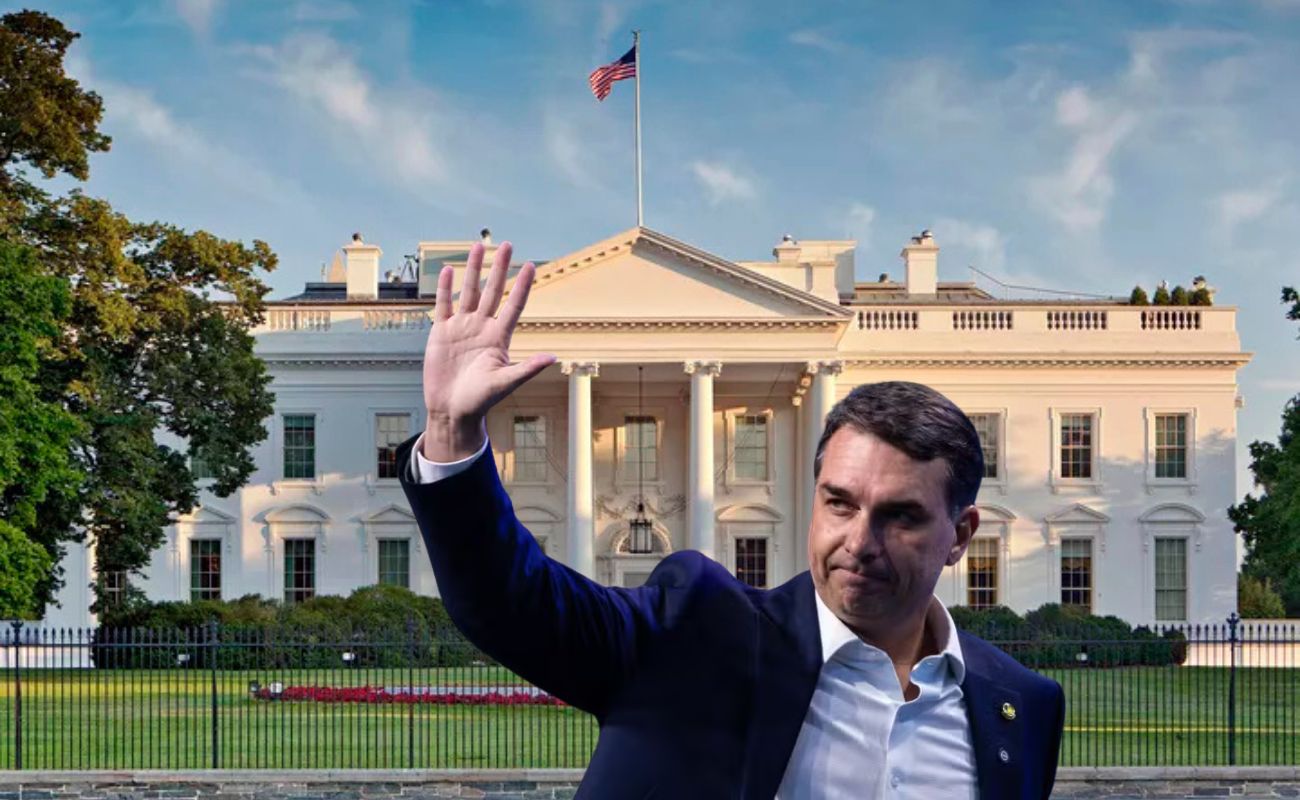 Flávio Bolsonaro chega à Casa Branca para reunião com Donald Trump
