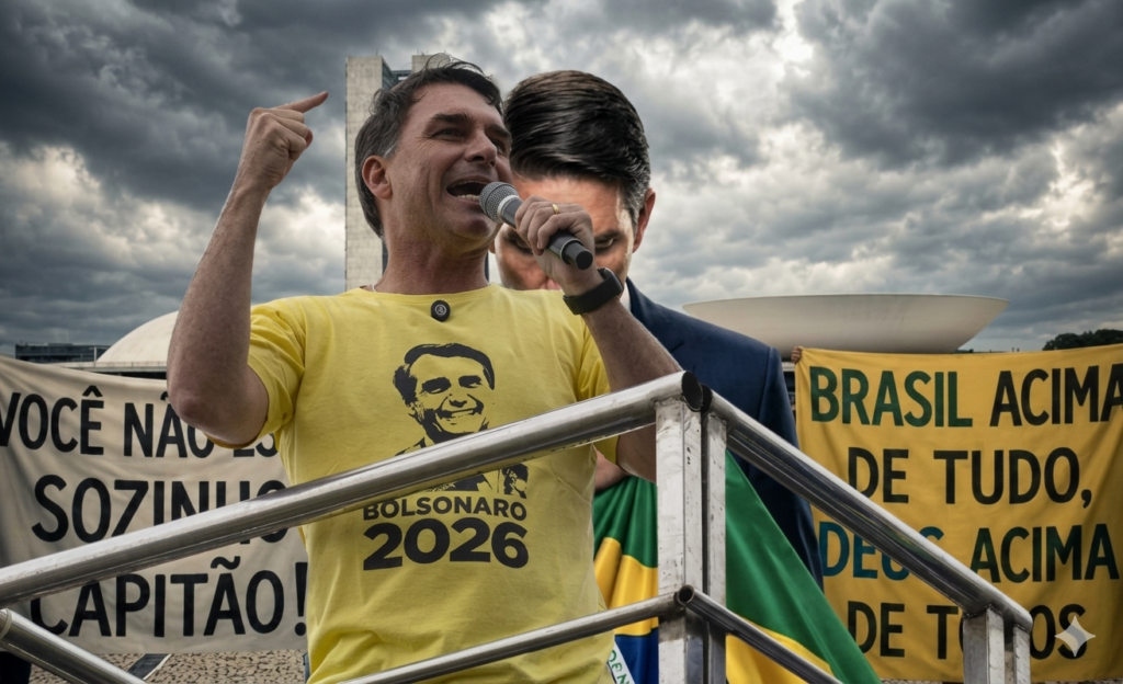 Flávio Bolsonaro promete anistia e diz que presos do 8/1 entrarão no planalto em 2027