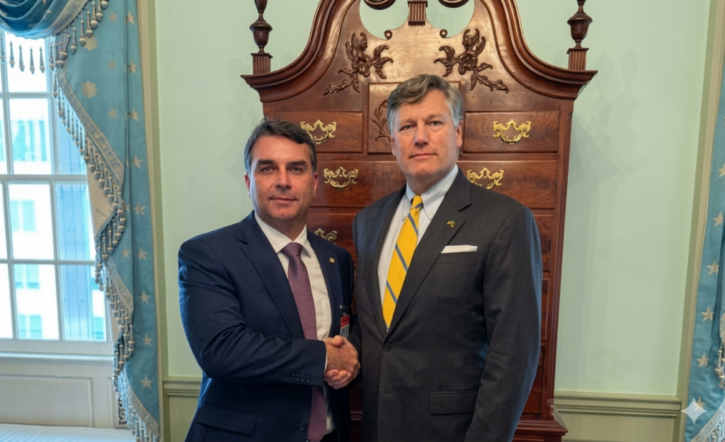 Flávio se reúne com o vice-secretário de Estado dos EUA Christopher Landau em Washington