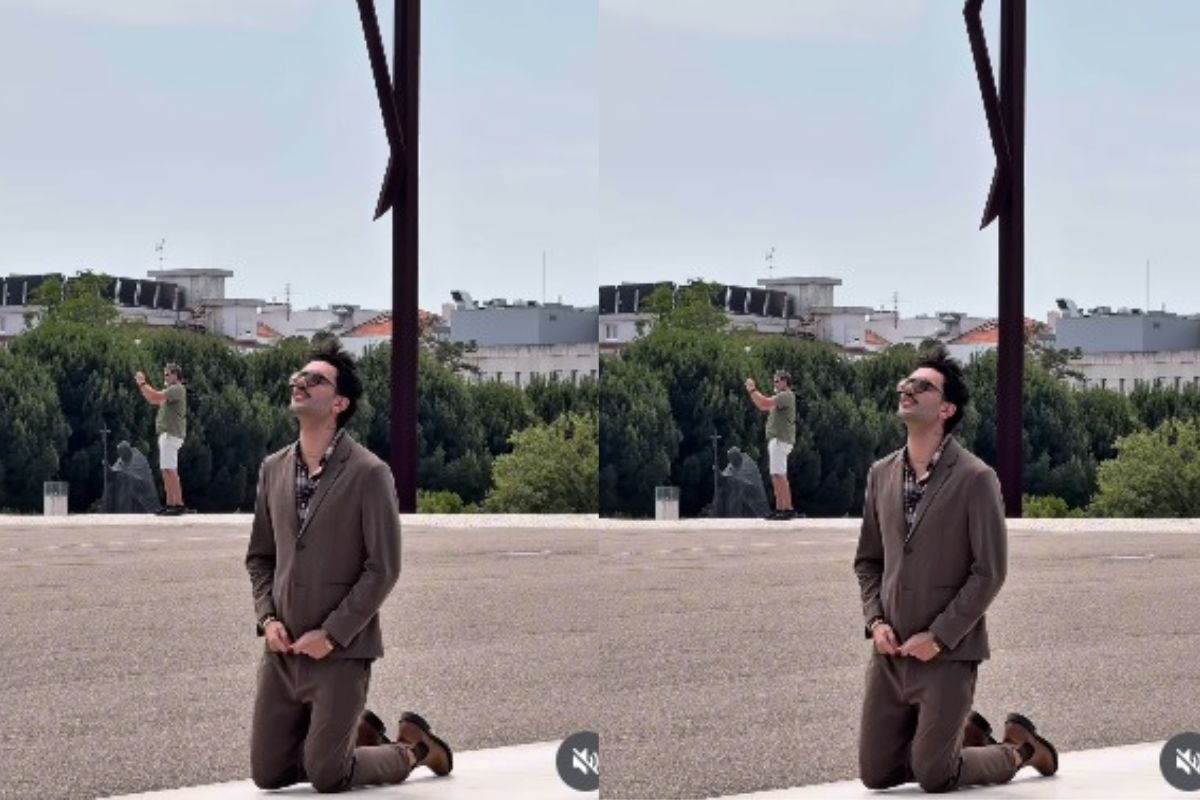 Luan Pereira mostra os joelhos machucados após cumprir promessa em Portugal
