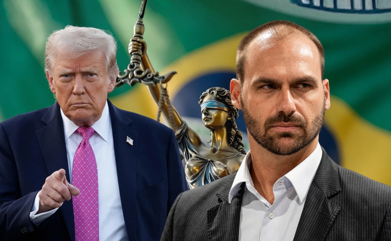 NO G7, Trump falou sobre condenação de Eduardo Bolsonaro e disse que Brasil é perigoso
