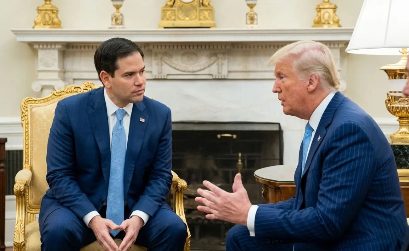 Trump aponta Marco Rubio como futuro presidente ao brincar sobre decorações douradas no Salão Oval