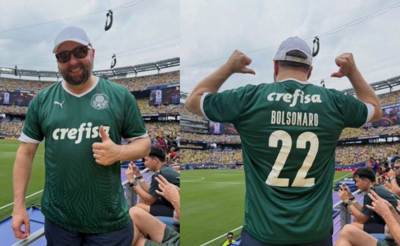 Conselheiro de Trump usa camisa de Bolsonaro em jogo da Seleção