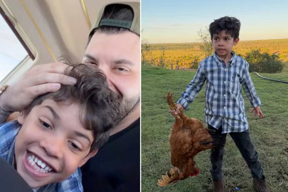 Murilo Huff exibe Léo na fazenda e encanta seguidores
